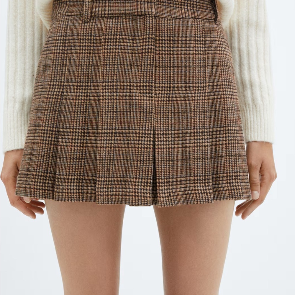 Plaid Brown Mini Skirt